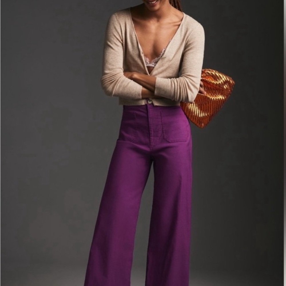 Maeve Colette Linen Wide Leg Pants Cropped